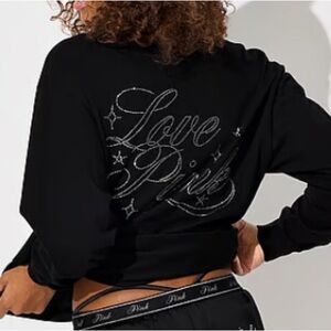 NEW LARGE VS PINK 2025 LIMITED EDITION BLING BLACK COTTON LONG SLEEVE SHIRT